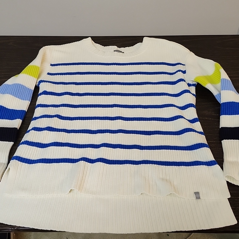 T by Talbots Stripe Crew Tunic Sweater Thumb Holes